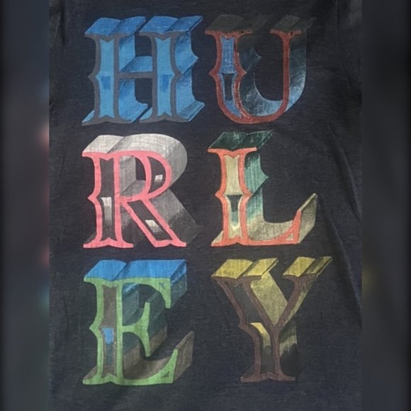 HURLEY (Size S) Dark Grey Colorful Font T-Shirt - Picture 2 of 4